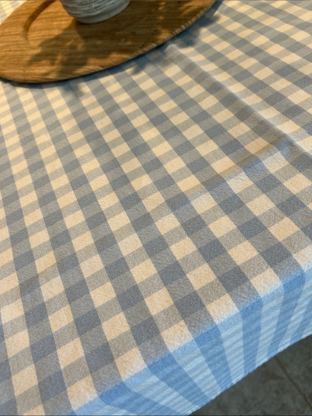 Soft Blue Gingham Tablecloth - Picture 3 of 3